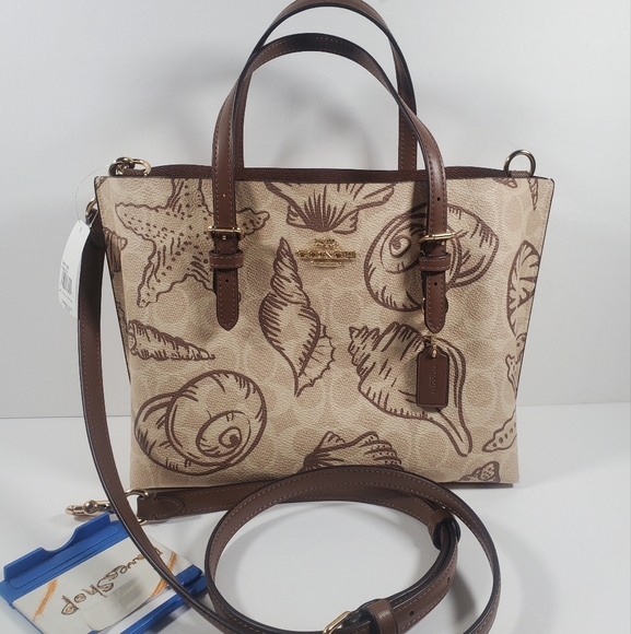 NWT Coach Mollie Tote Bag 25 In Signature Canvas With Shell Print CBH63 - Picture 1 of 11